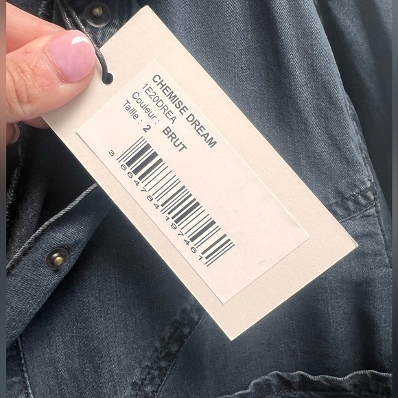 BA&SH Women’s Chemise Dream Long sleeve Button Down Shirt Brut-Size Medium-NWT - Picture 8 of 10